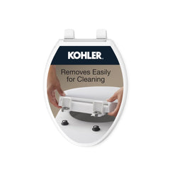 Kohler vista frontal del asiento blanco que mejora el aspecto del baño