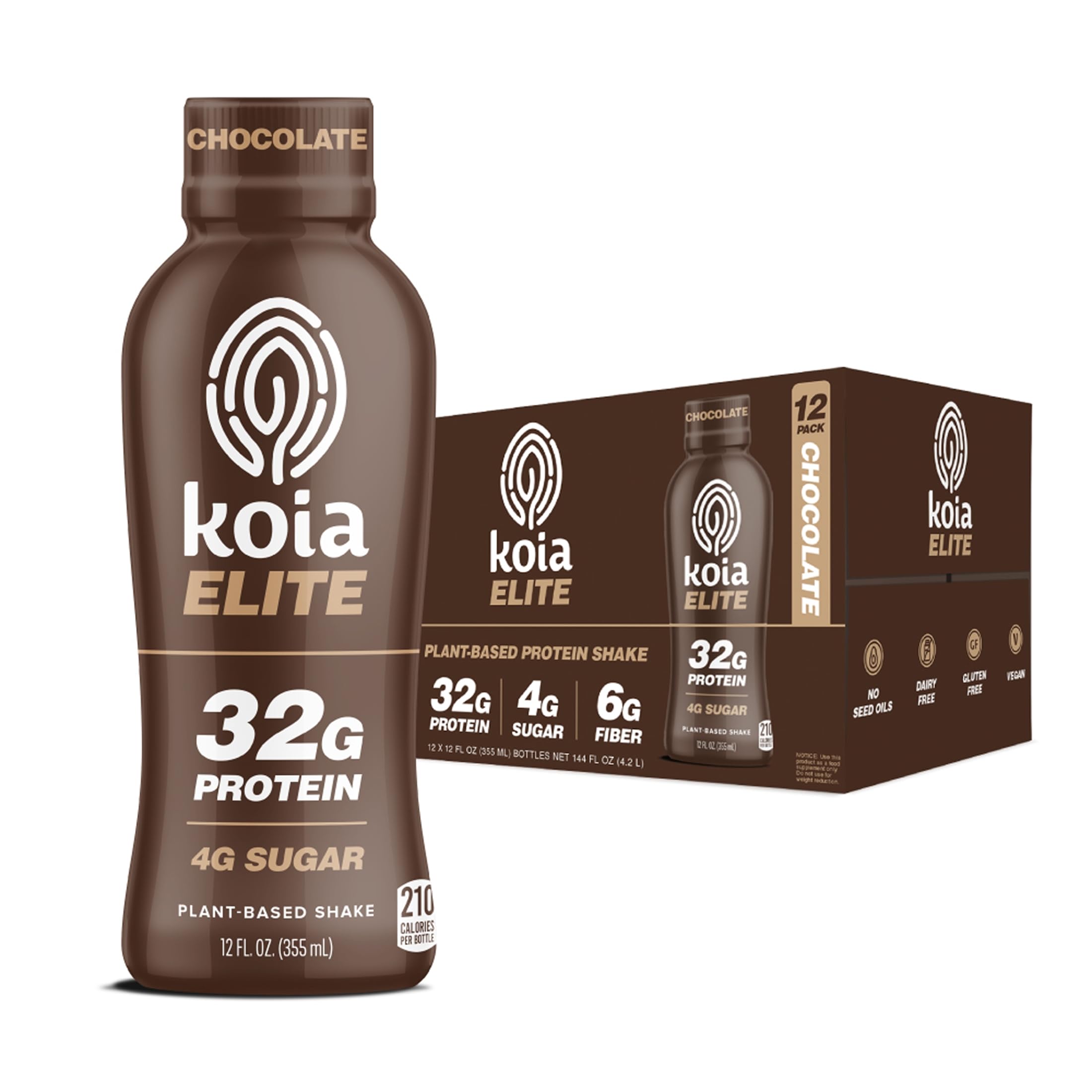 Koia envase frontal chocolate mostrando la marca y alta proteína