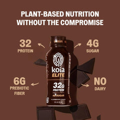 Koia etiqueta nutricional con información de 32g proteína y 4g azúcar