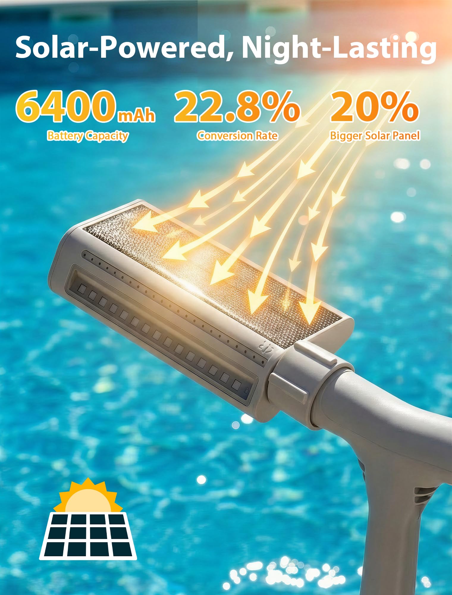 Kompoll fuente flotando en piscina elevada mostrando fácil instalación y estética