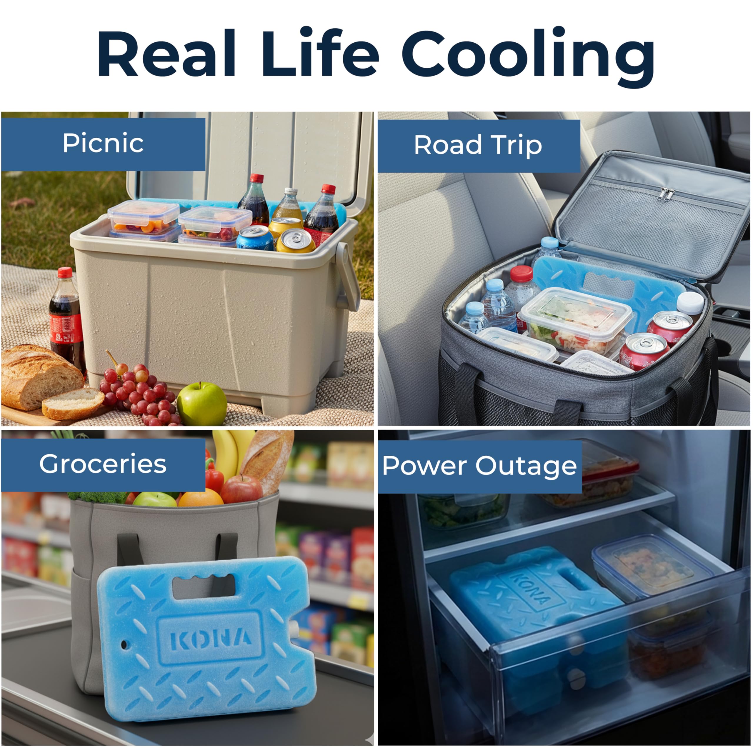 Kona uso en camping ilustrando refrigeración prolongada en exteriores