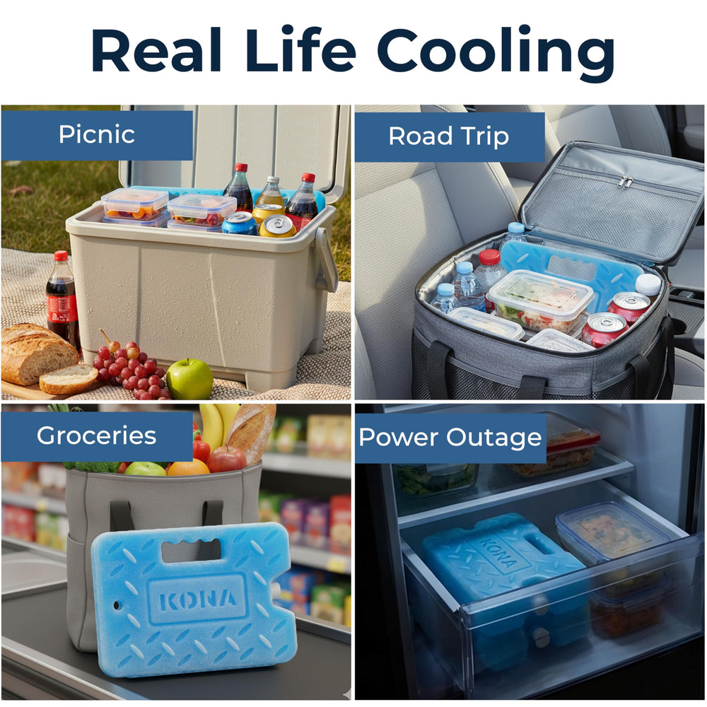 Kona uso en camping ilustrando refrigeración prolongada en exteriores