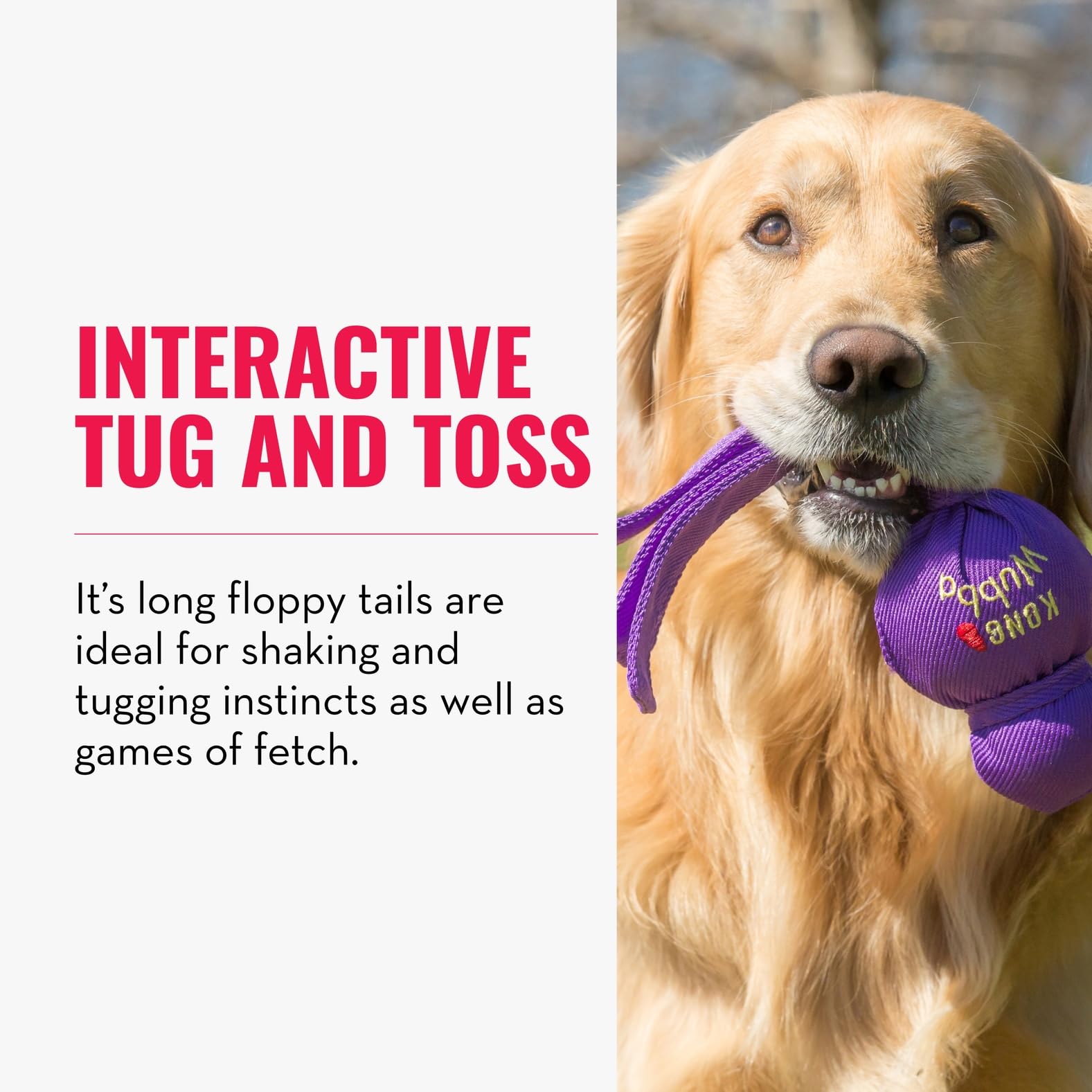 KONG Wubba perro grande tirando para jugar, estimula ejercicio interactivo