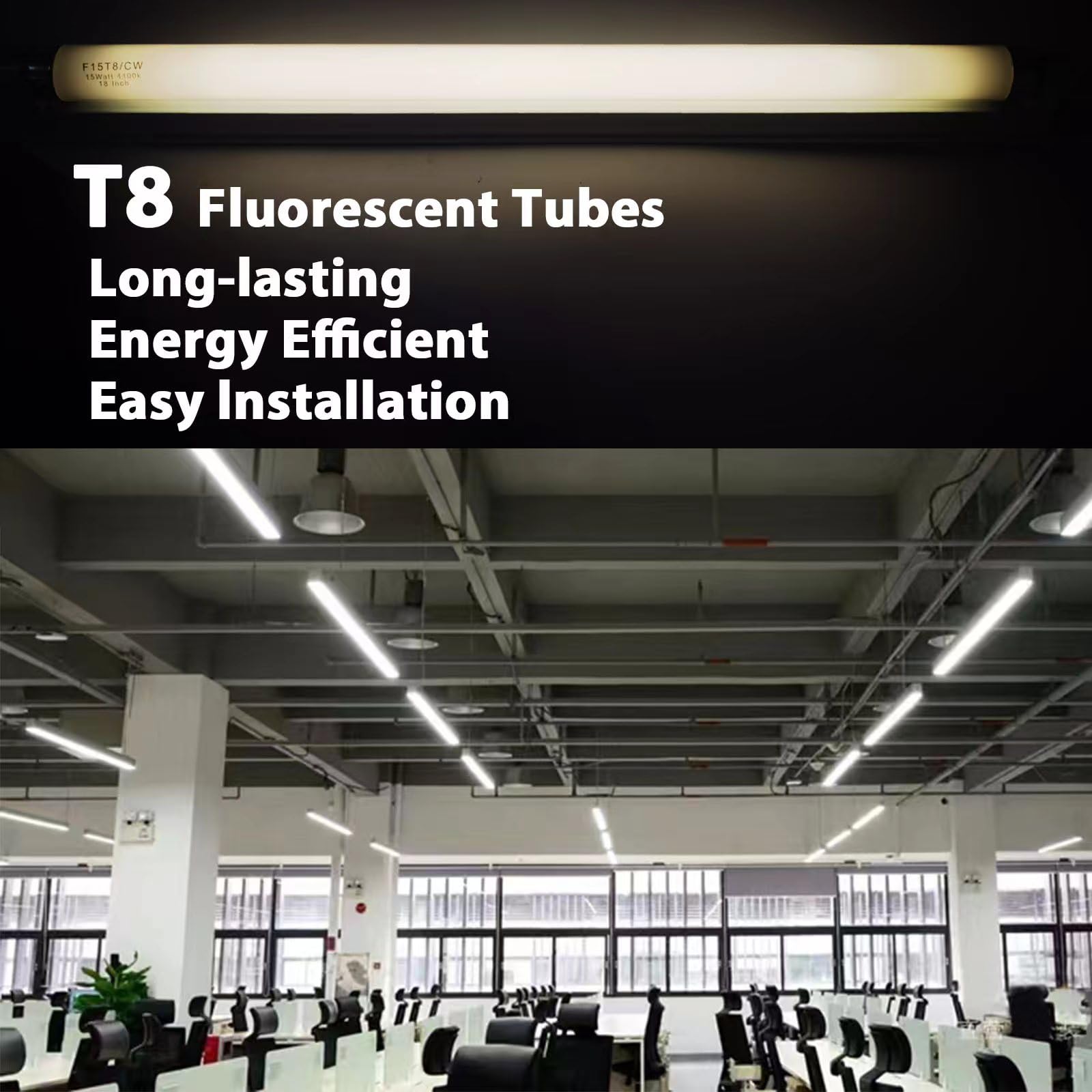 Konideke tubo encendido bajo mueble de cocina iluminando superficie
