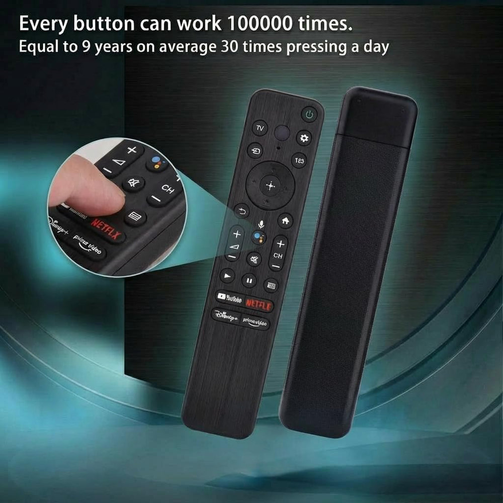 KOOMOER mando en uso desde un sofá con TV Sony para navegación rápida