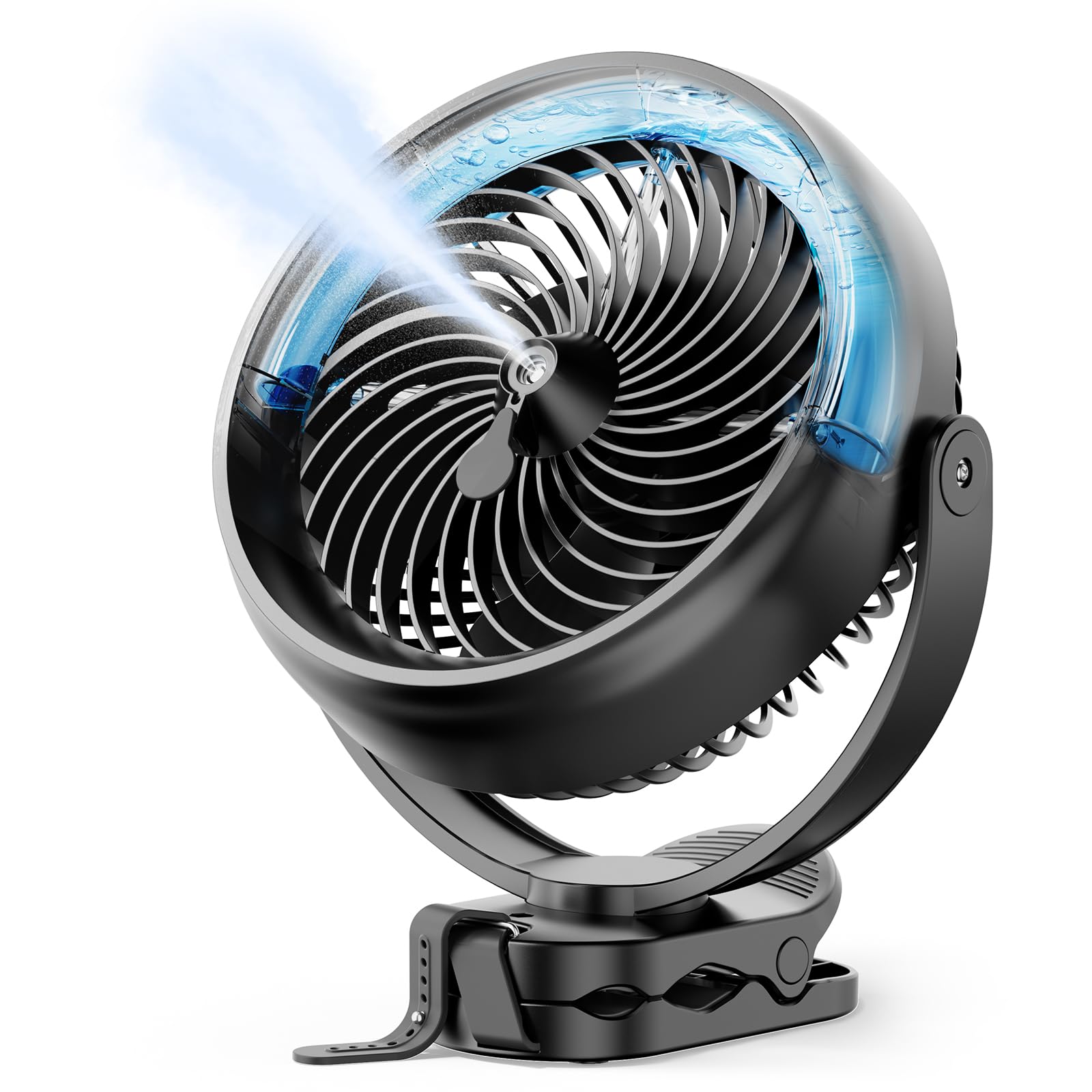 Koonie front view showing fan and compact design for portable cooling