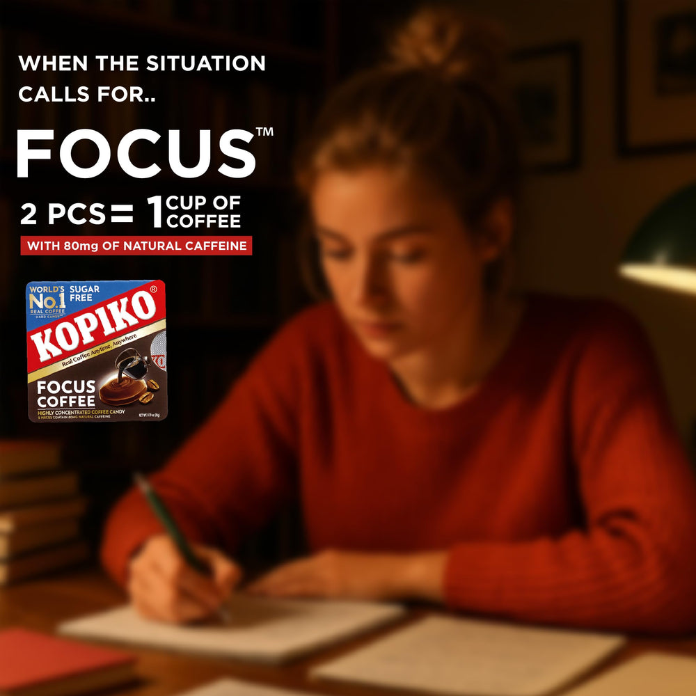 Kopiko Focus estuche dentro de mochila listo para viajes y estudios