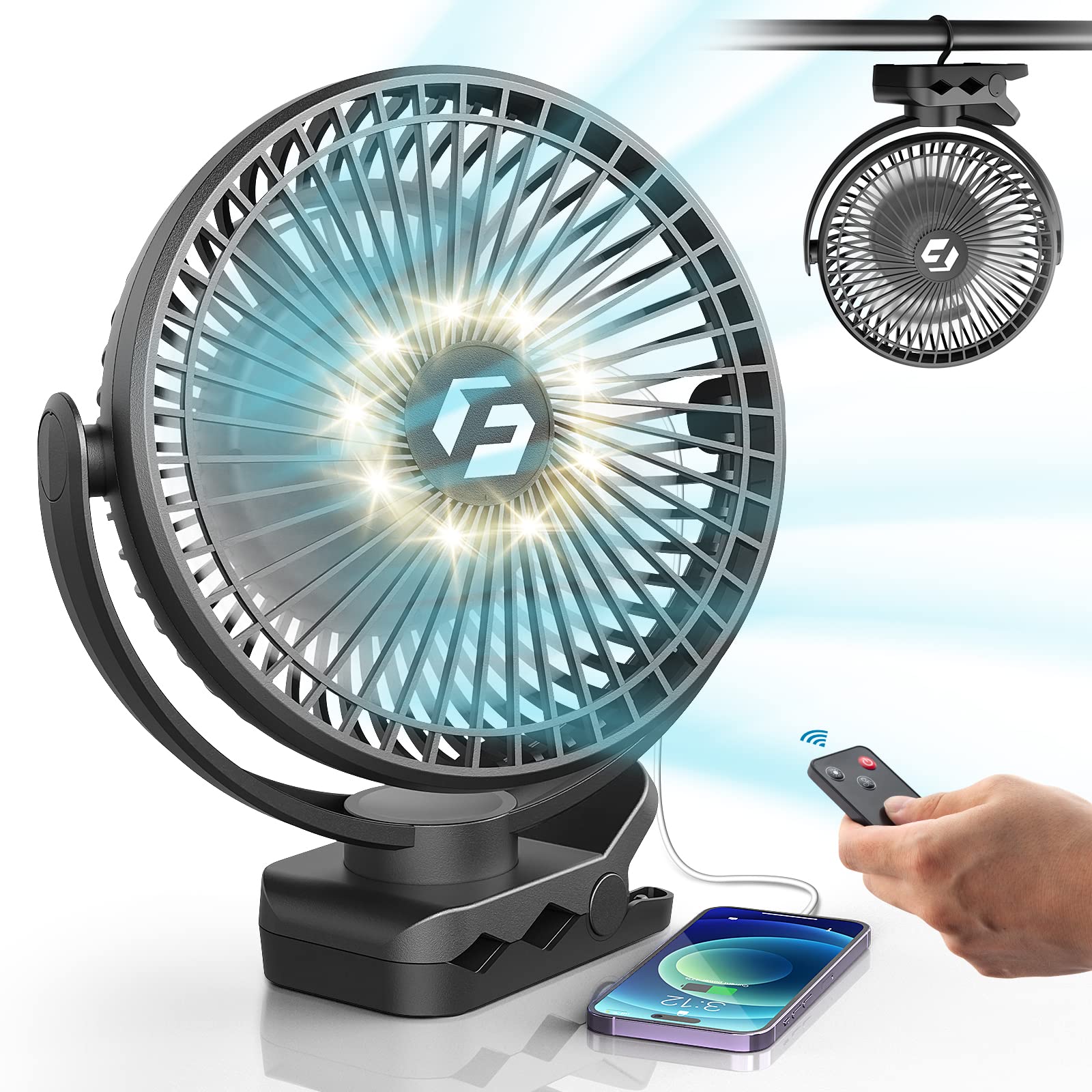Korbot ventilador 8" vista frontal mostrando diseño compacto y potencia