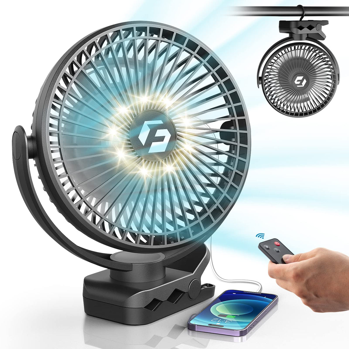 Korbot ventilador 8" vista frontal mostrando diseño compacto y potencia