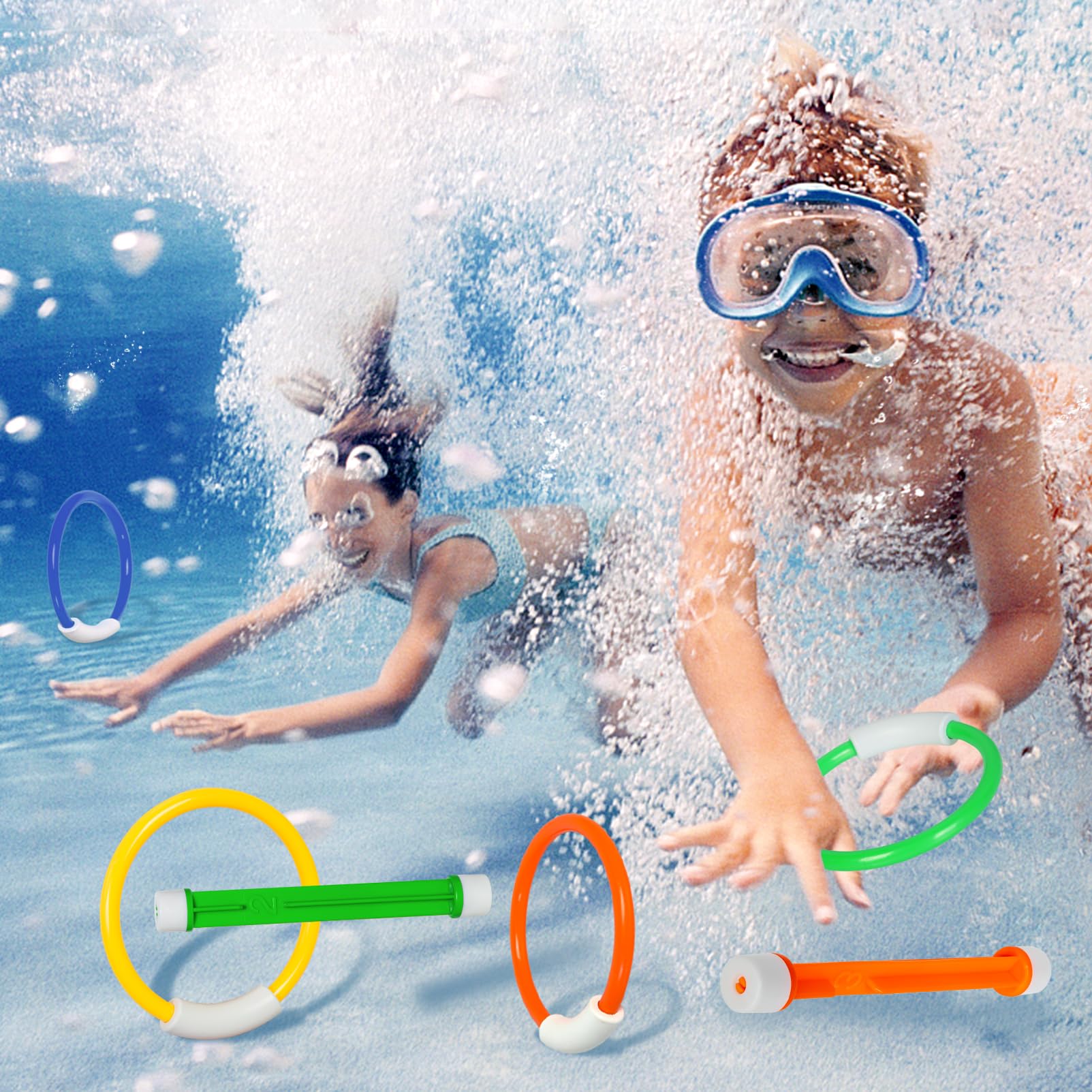 Korlon Tec juguetes en uso dentro de piscina promoviendo actividades acuáticas