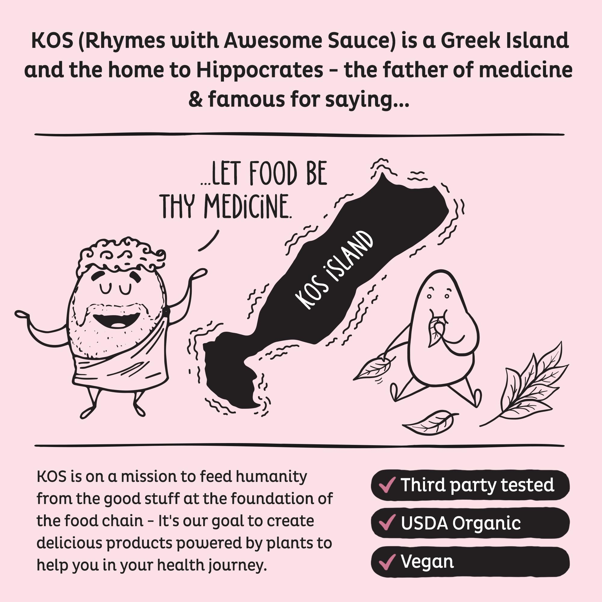 KOS product label with organic and GMP certifications for trust