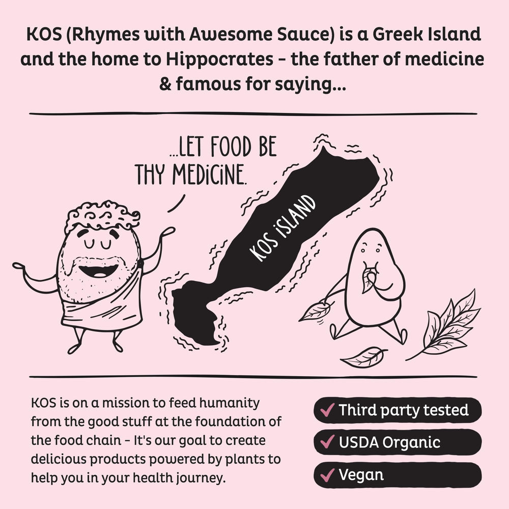 KOS product label with organic and GMP certifications for trust