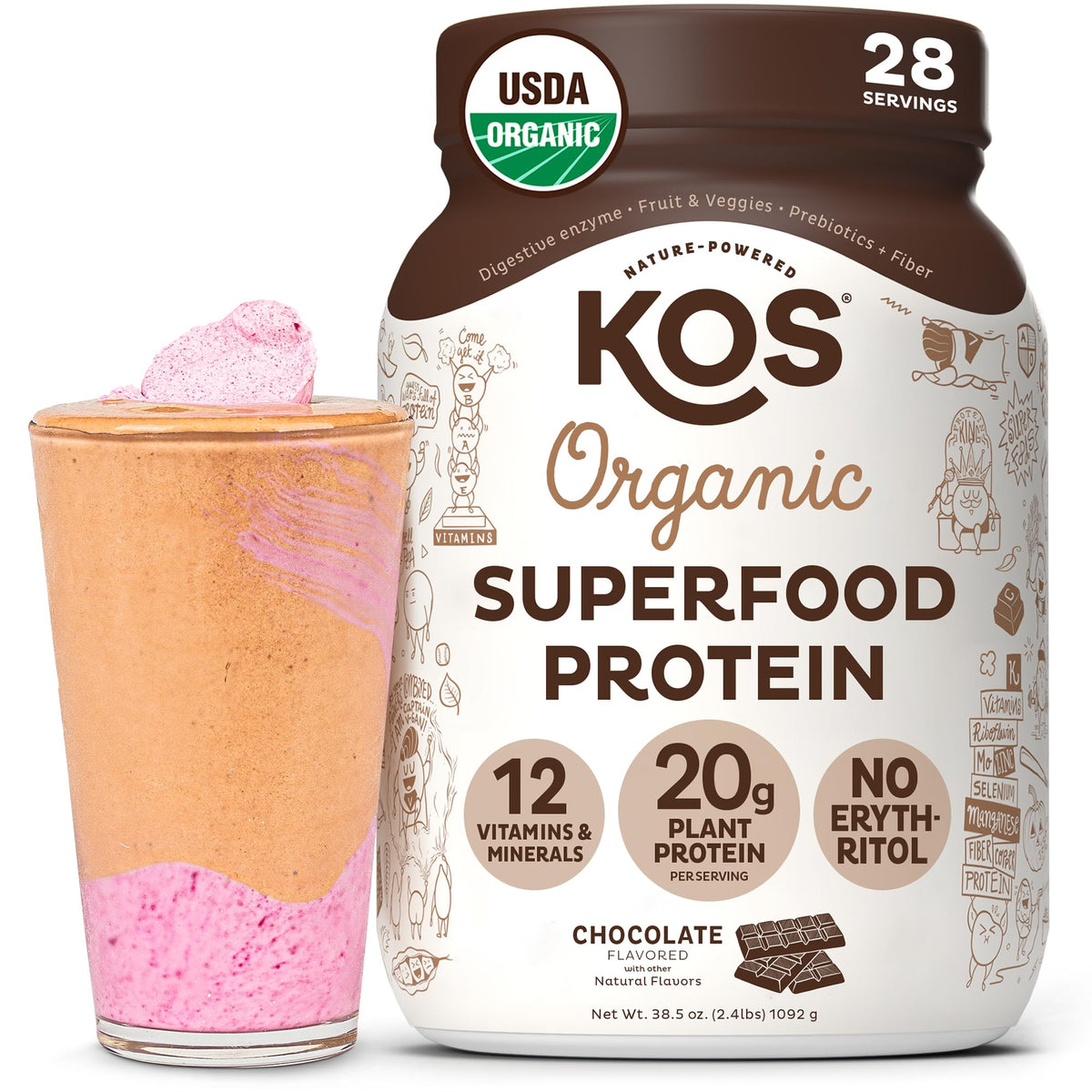 KOS envase frontal chocolate muestra presentación y claridad de ingredientes