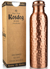 Kosdeg botella de cobre frontal mostrando tamaño y diseño elegante