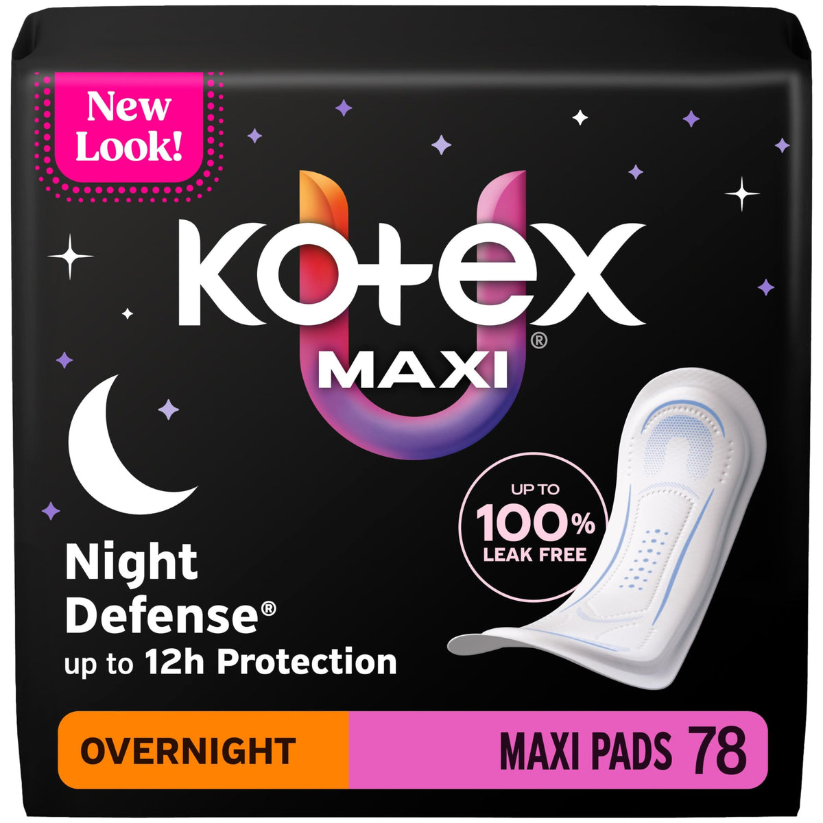 Kotex paquete frontal 78 unidades mostrando cantidad y diseño práctico