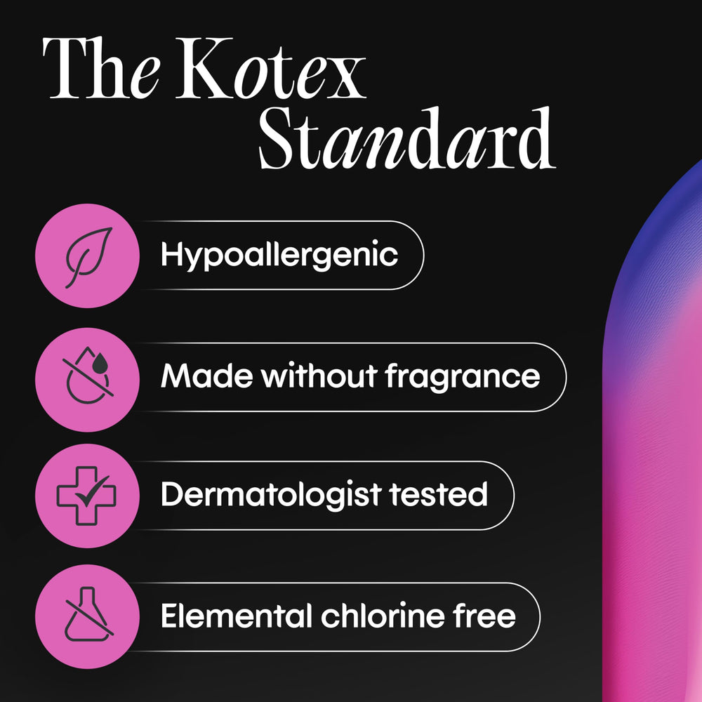 Kotex almohadilla nocturna colocada en cama para uso mientras duermes