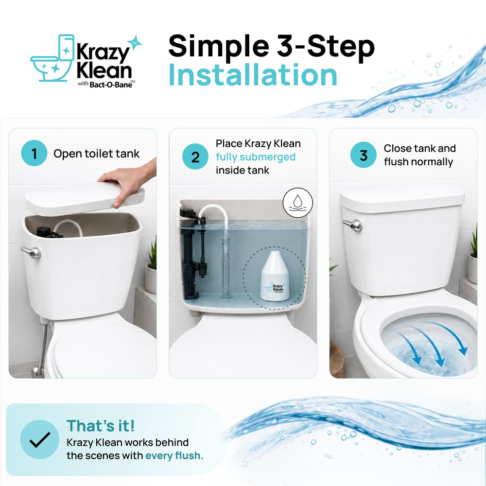 Krazy Klean instalación dentro del tanque para fácil colocación