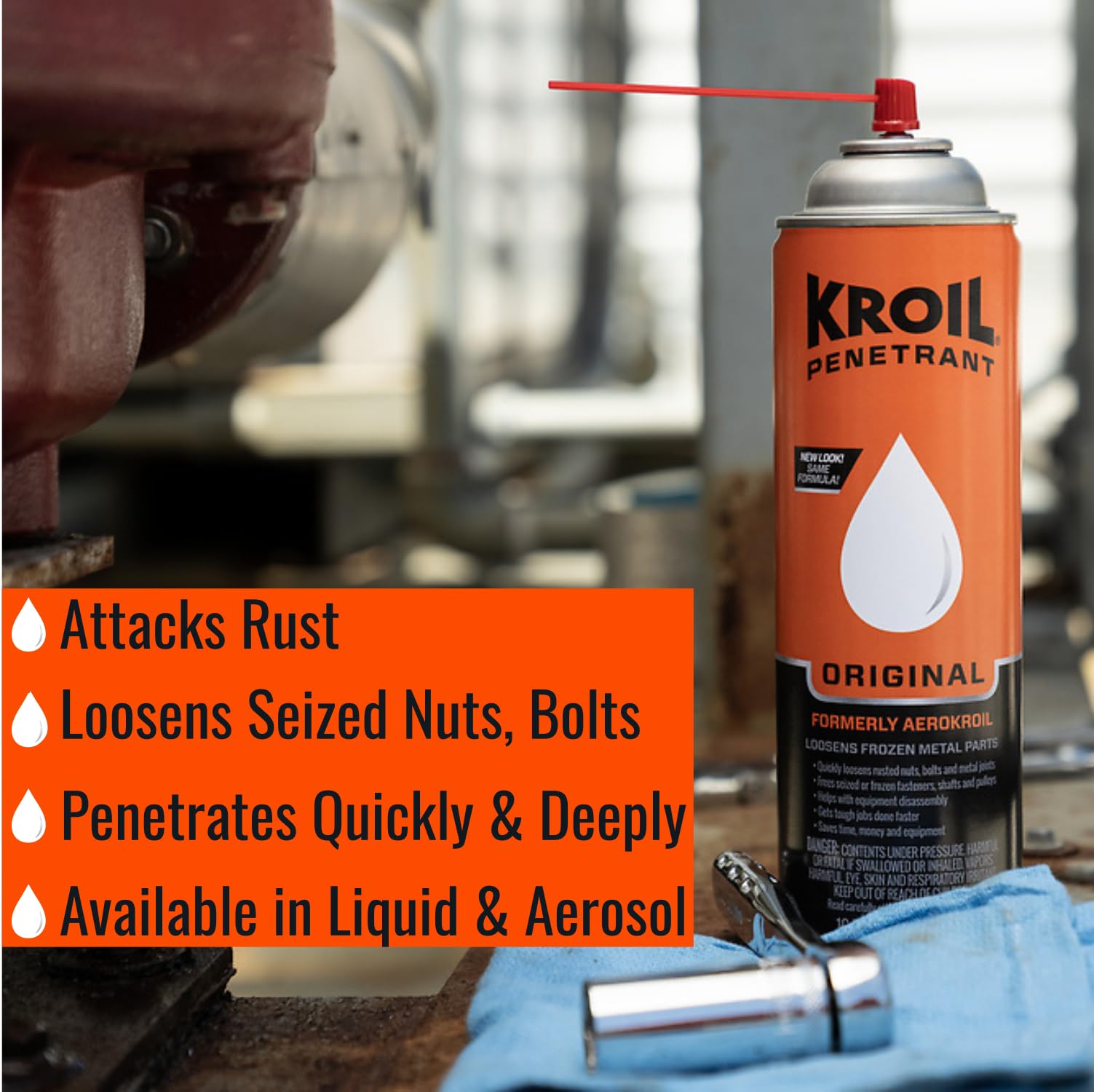 KROIL aceite penetrante en rosca mostrando penetración profunda y lubricación