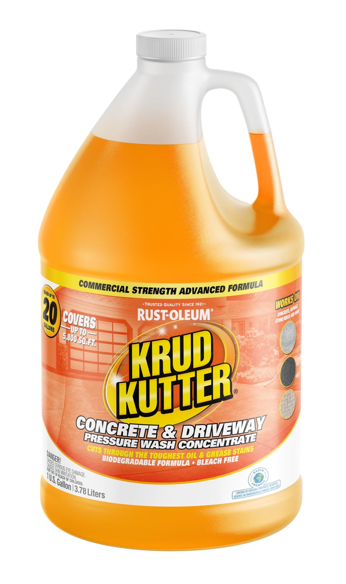 Krud Kutter galón frontal mostrando el envase y la etiqueta para limpieza eficaz