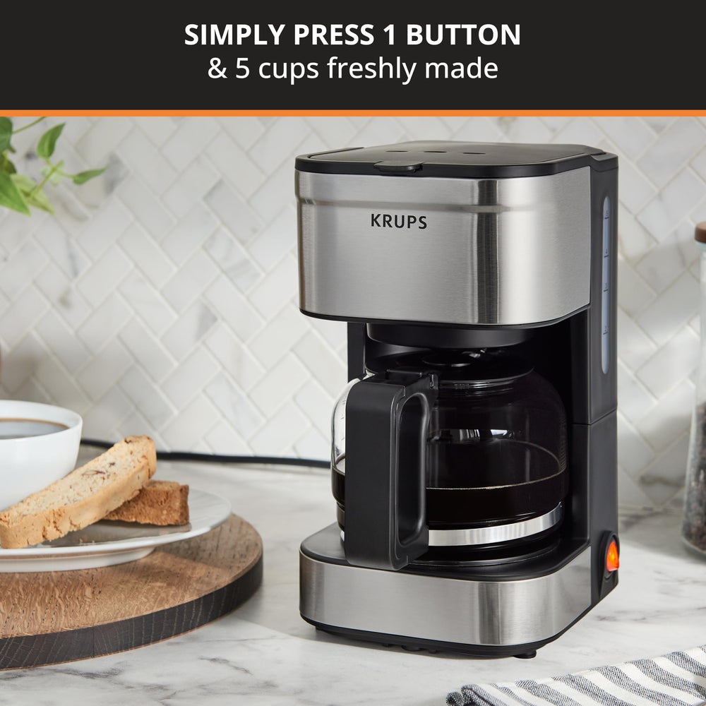 KRUPS detalle de acero inoxidable que facilita la limpieza y añade estilo