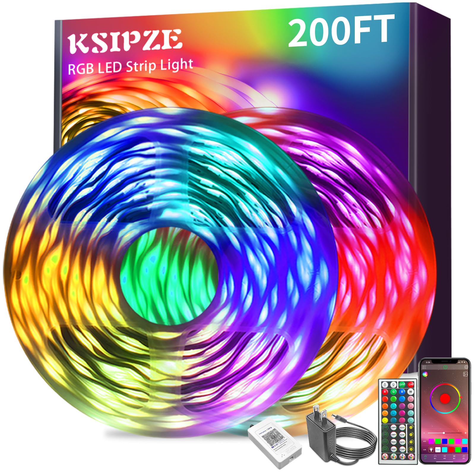 KSIPZE vista frontal del rollo de tira LED mostrando longitud y embalaje para proyectos grandes