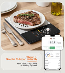KUAIVO en uso pesando ingredientes y enviando datos nutricionales