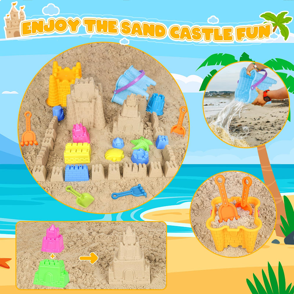 KUBUSFLY niños construyendo castillo en la playa fomentando creatividad