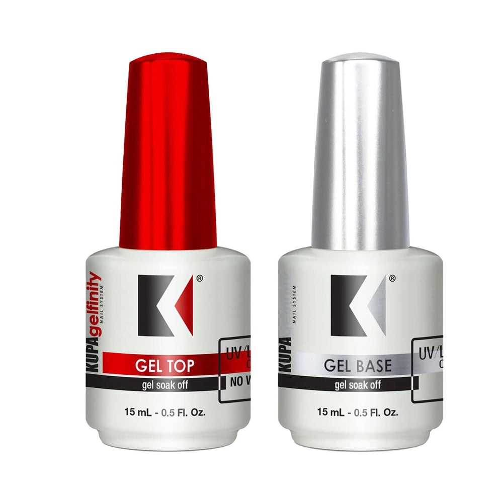 KUPA conjunto frontal mostrando base y top coat para manicura duradera