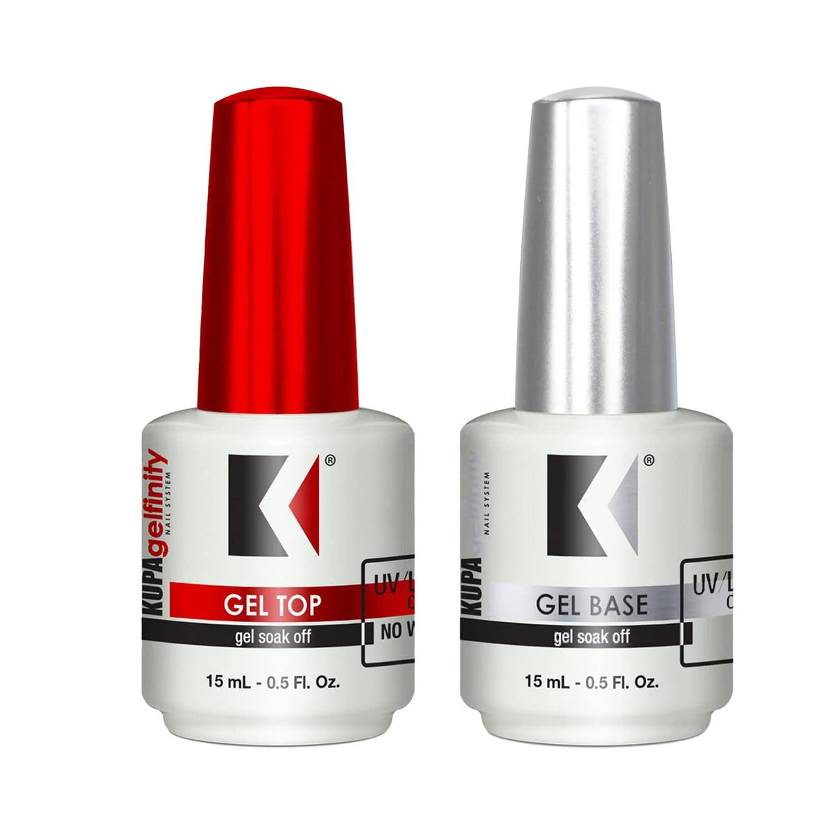 KUPA conjunto frontal mostrando base y top coat para manicura duradera