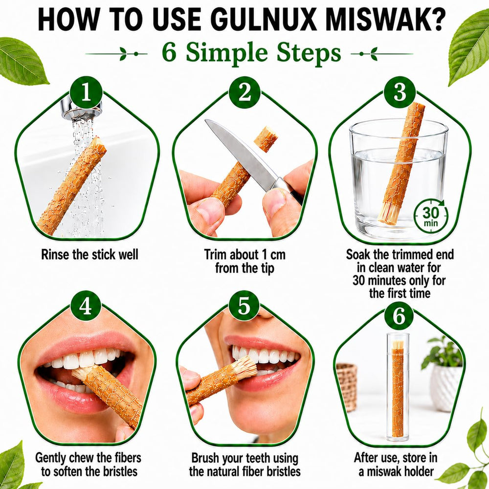 KUZANOX palo miswak en mano demostrando uso práctico y portabilidad