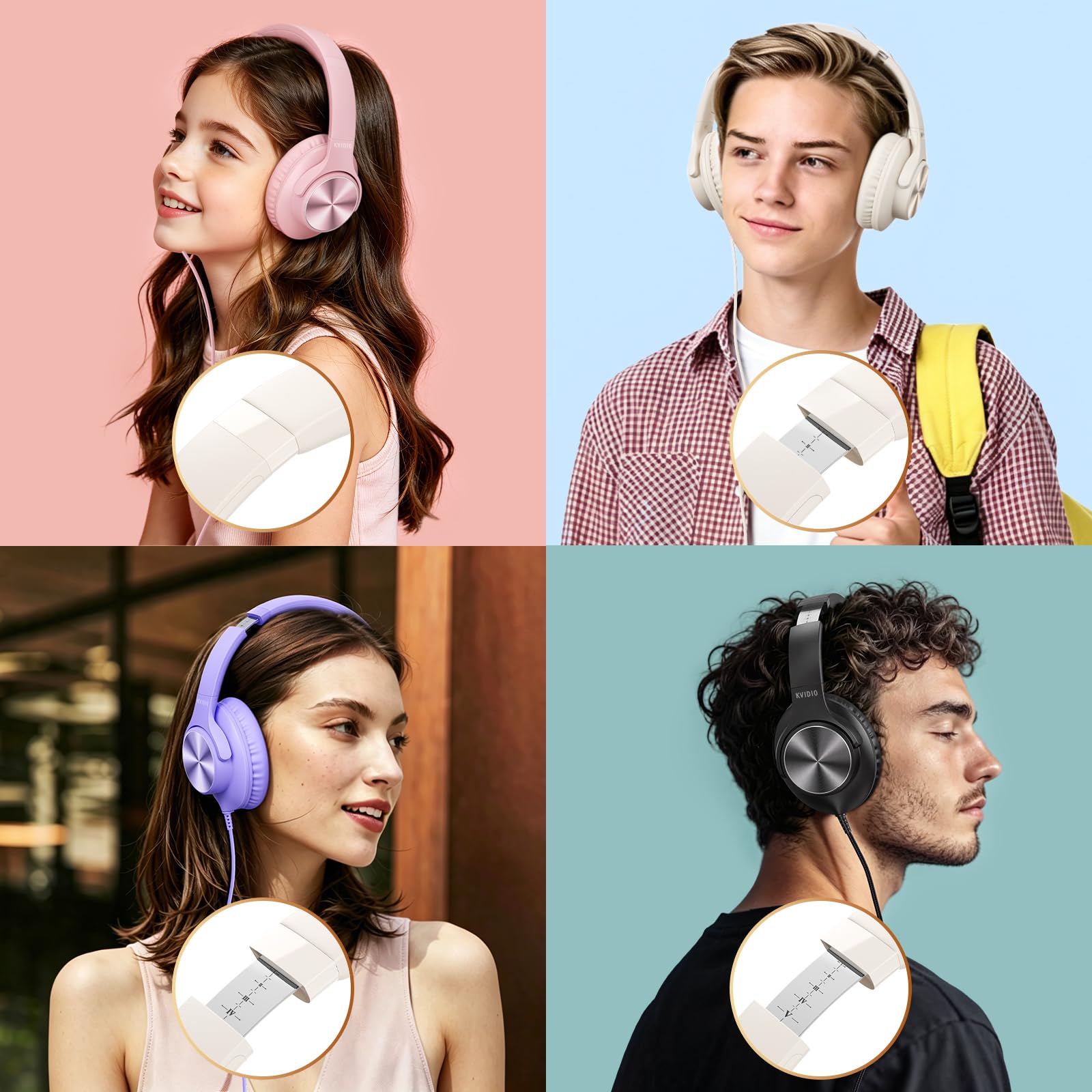 KVIDIO auriculares plegados en bolso para transporte compacto y práctico