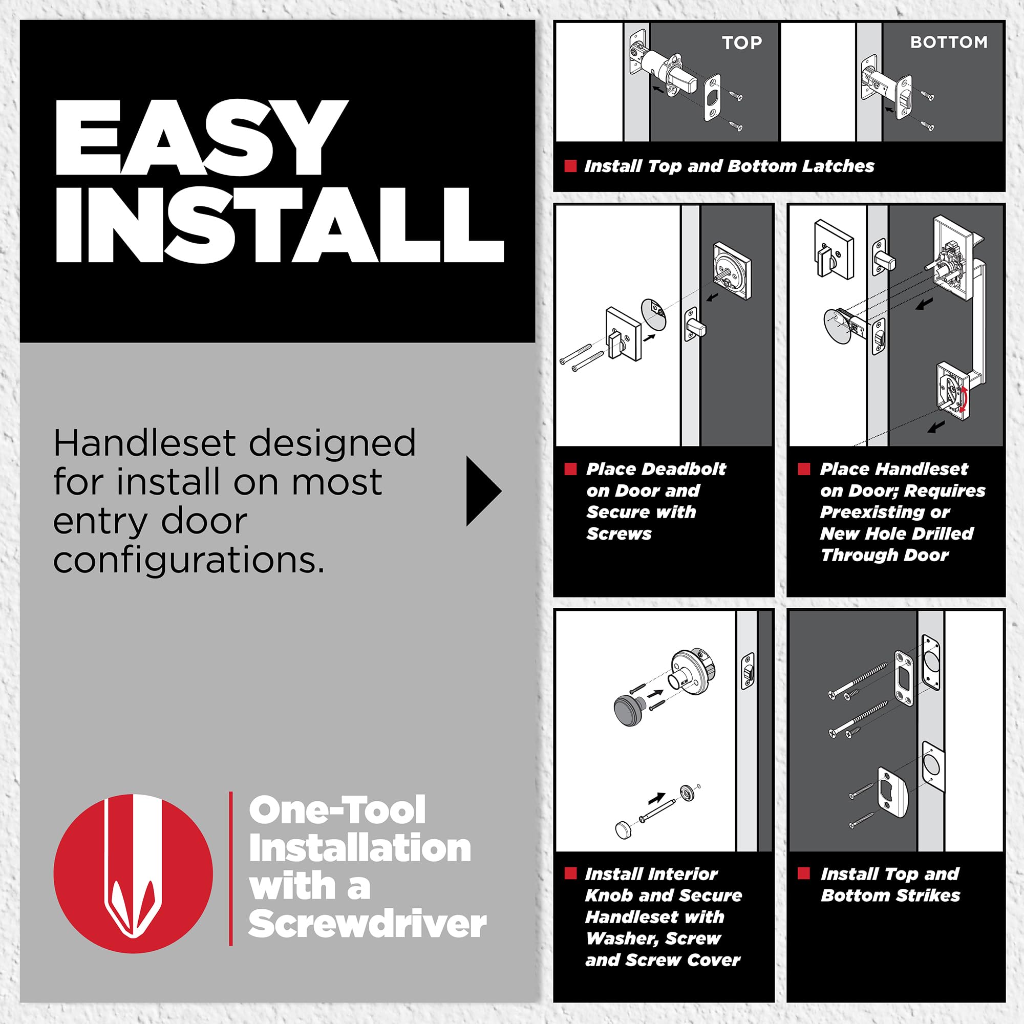 Kwikset instalación en puerta exterior, montaje fácil con destornillador