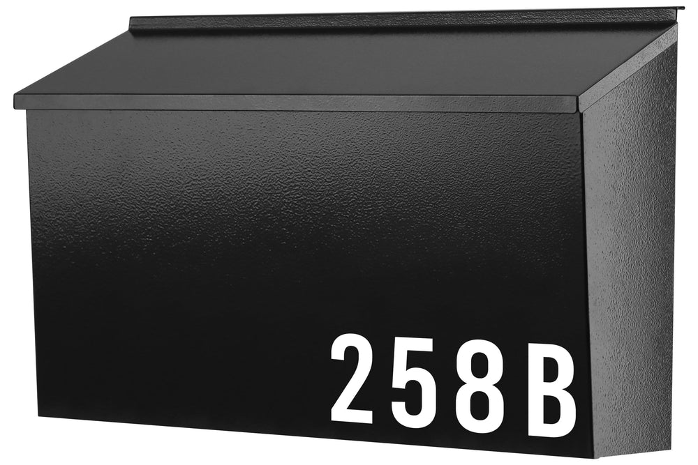 KYODOLED vista frontal del buzón negro muestra capacidad amplia y diseño elegante