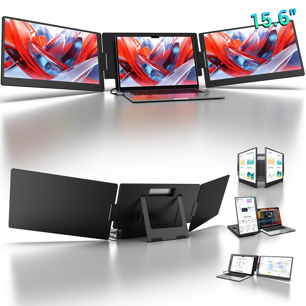 KYY vista frontal del extensor doble de pantalla mostrando productividad mejorada