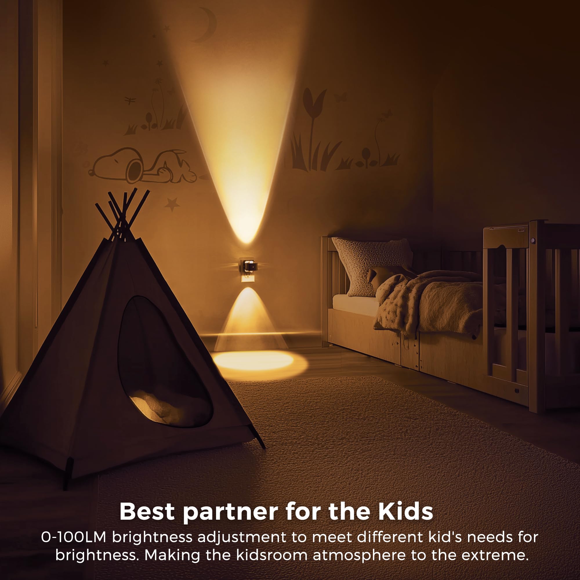 L LOHAS LED en habitación infantil ofreciendo luz cálida y tranquilidad nocturna