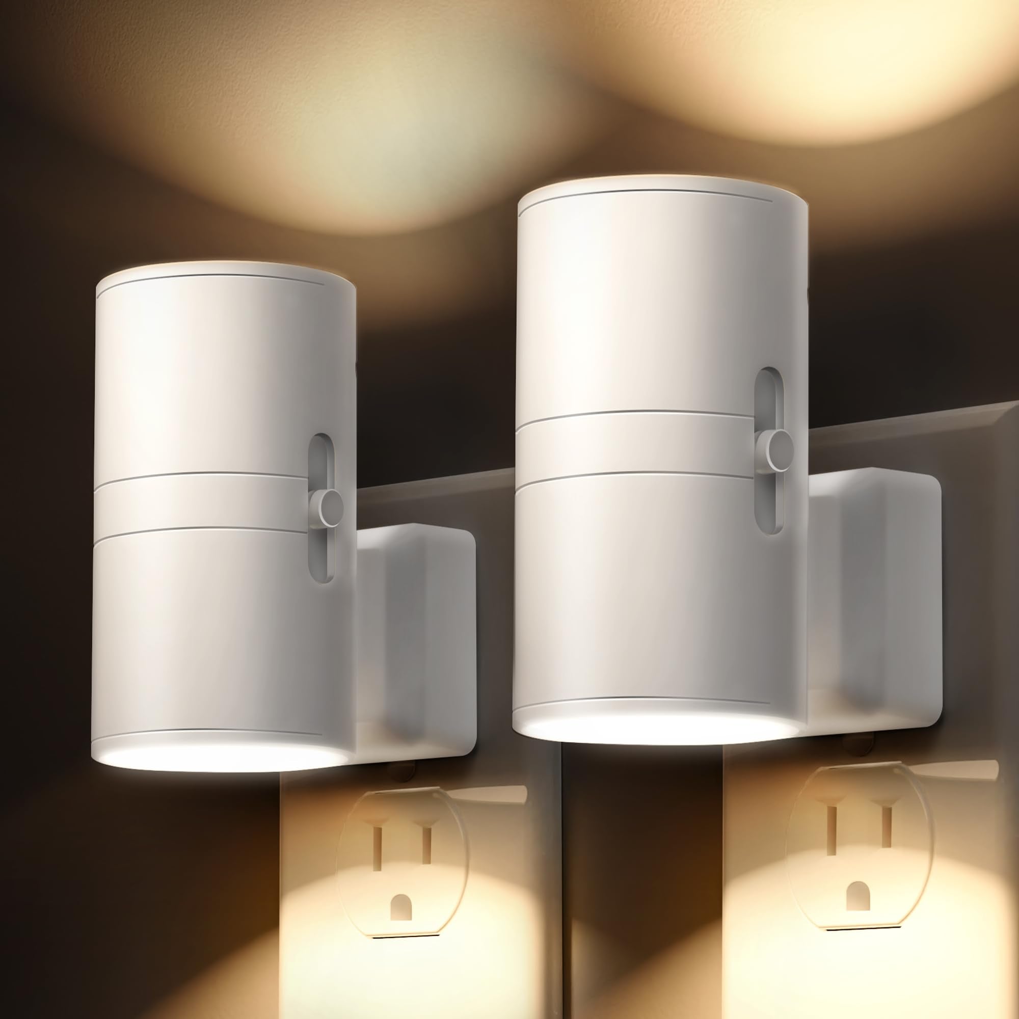L LOHAS LED vista frontal enchufada mostrando diseño minimalista y luz suave