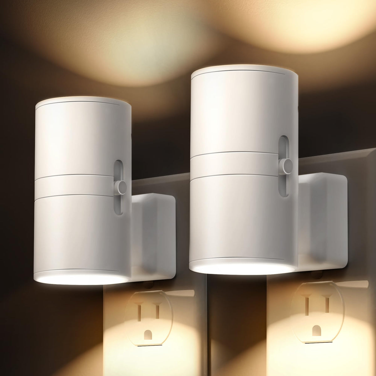 L LOHAS LED vista frontal enchufada mostrando diseño minimalista y luz suave