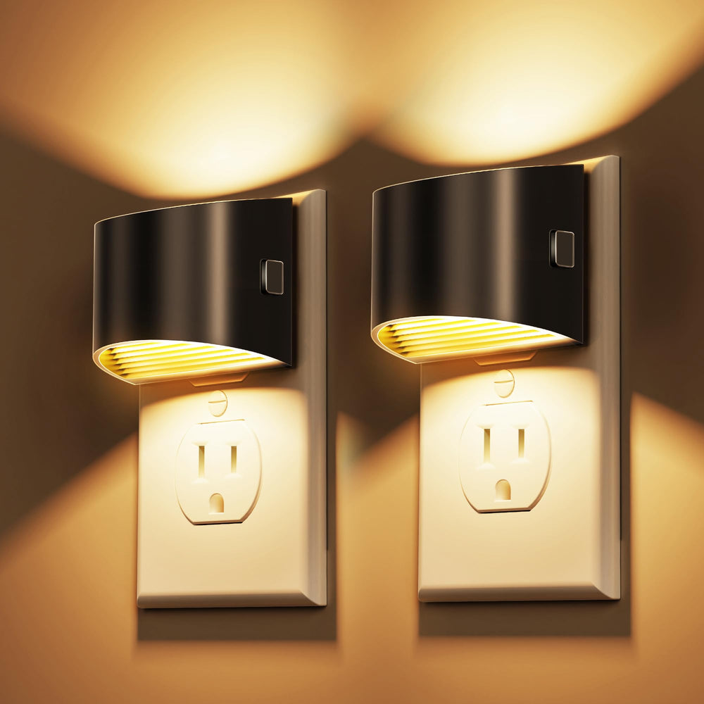 L LOHAS LED vista frontal enchufada mostrando diseño minimalista y ahorro