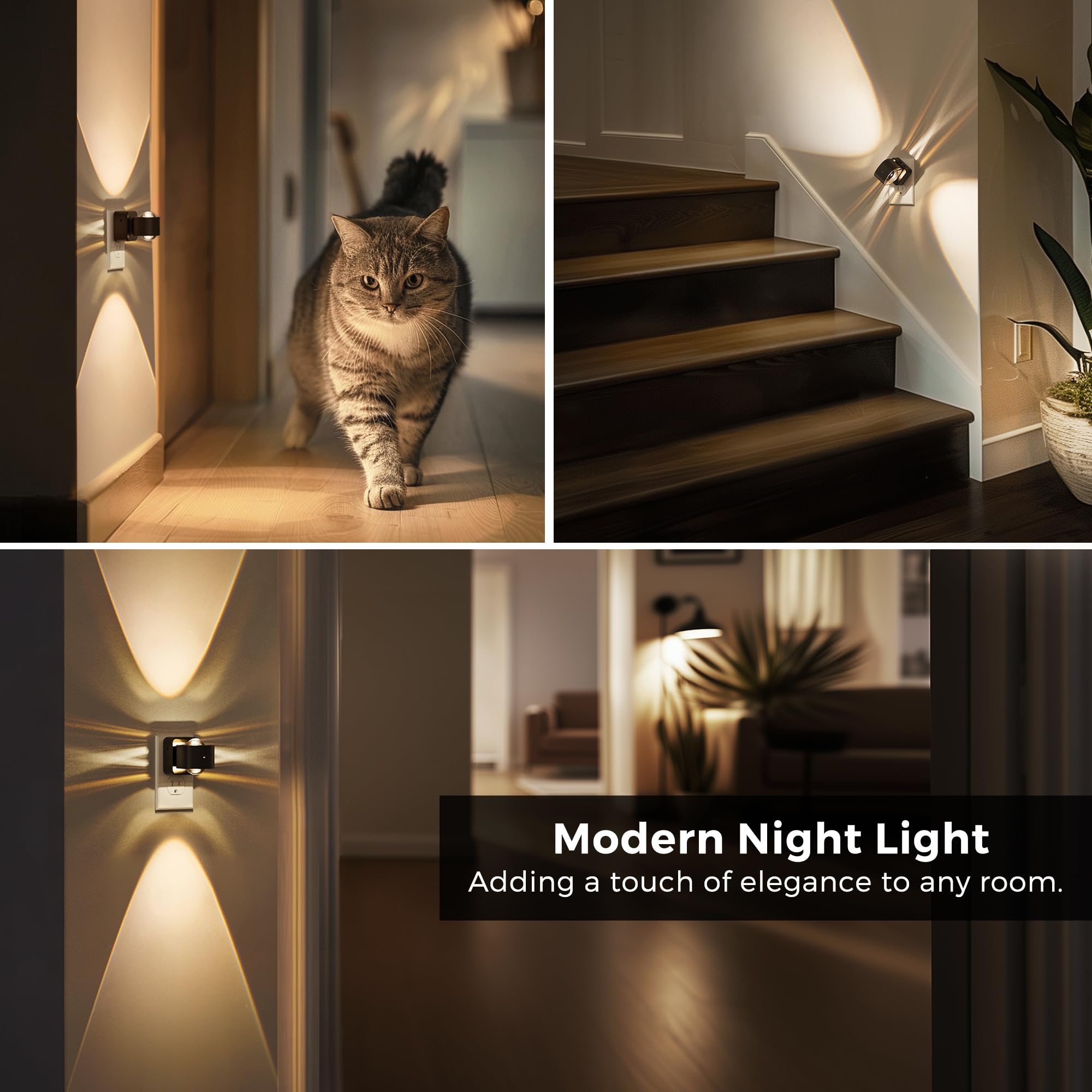 L LOHAS LED base giratoria 180° mostrando adaptabilidad a distintos enchufes