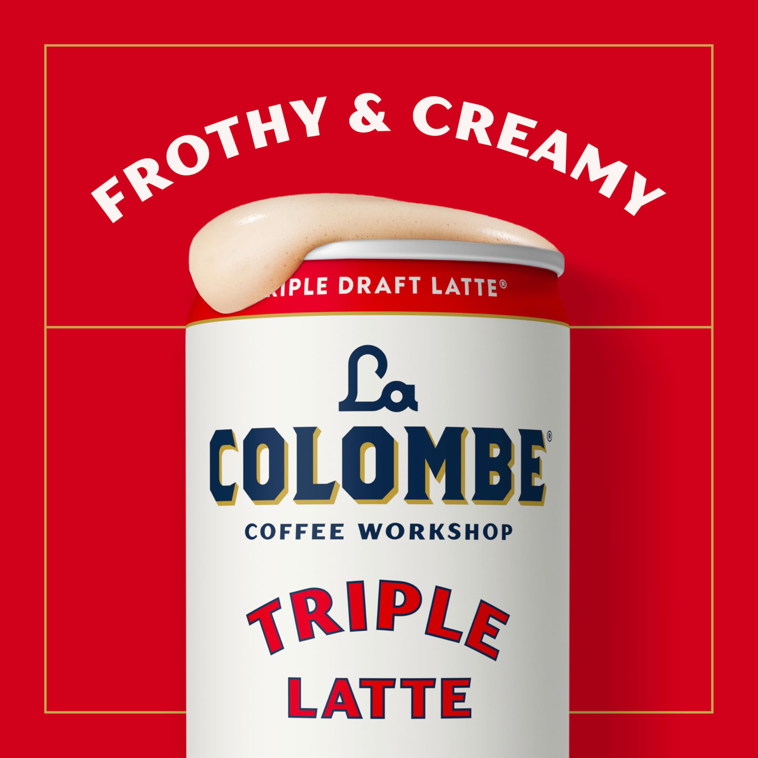 La Colombe latas en mesa de oficina para compartir durante el día