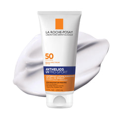 La Roche-Posay Anthelios frente del envase mostrando SPF 50 y uso deportivo