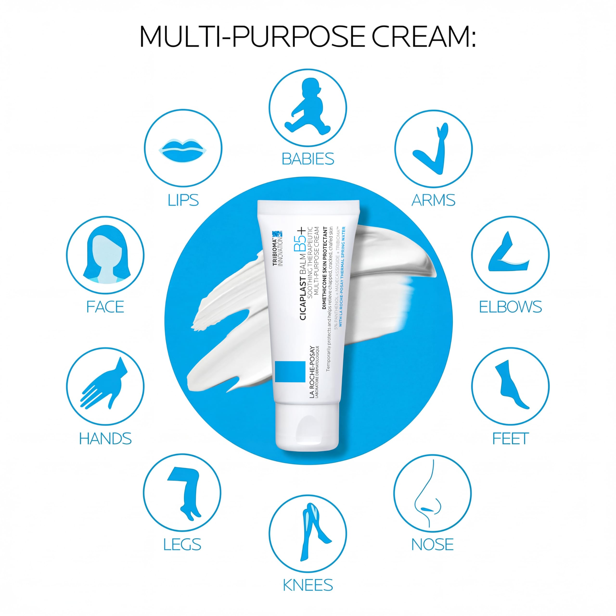 La Roche-Posay textura cremosa saliendo del tubo para aplicar sin sensación grasa