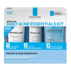 La Roche-Posay kit Effaclar frontal mostrando los tres productos y control del brillo