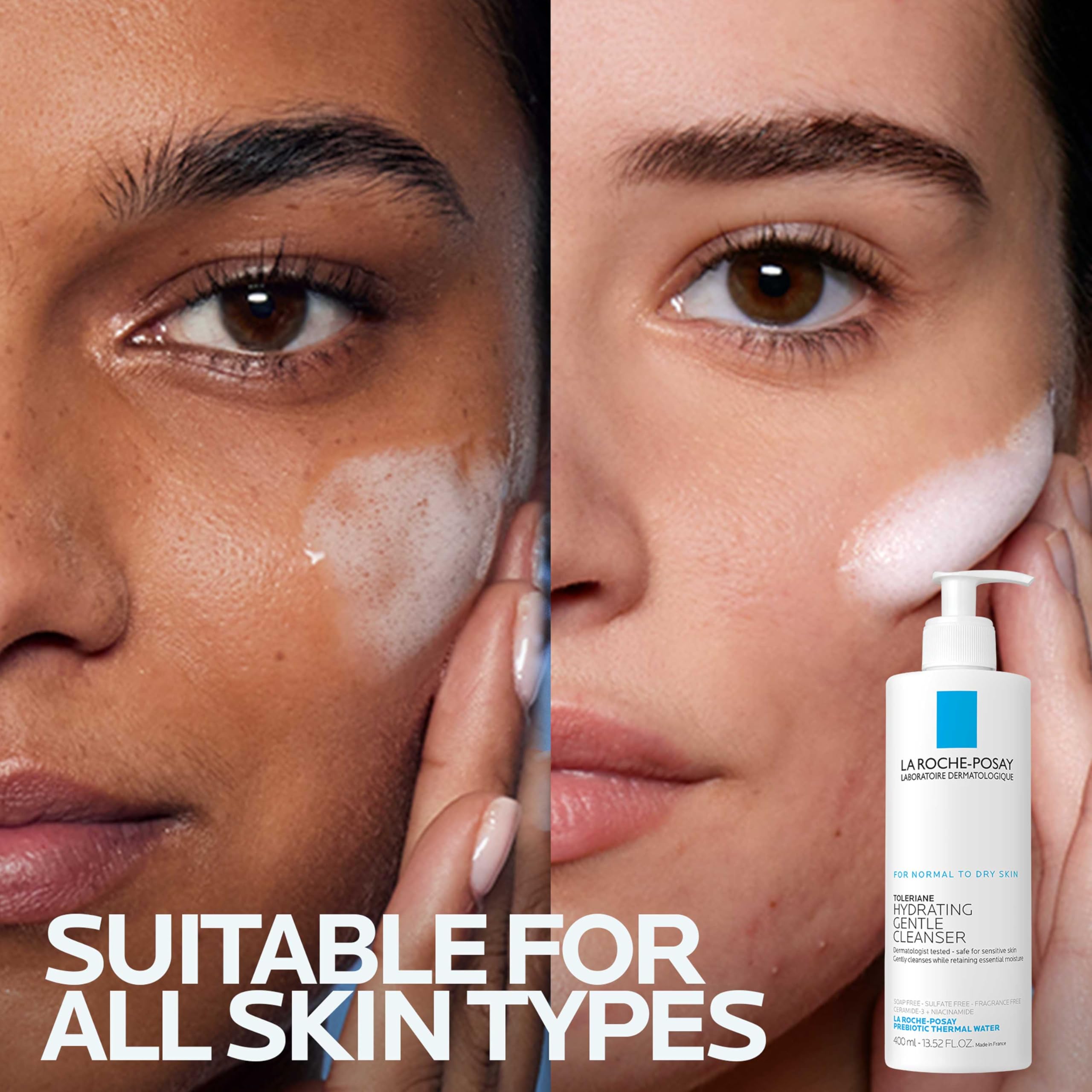 La Roche-Posay persona lavando rostro, limpieza sin resecar la piel