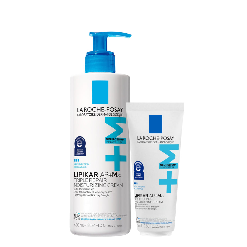 La Roche-Posay Lipikar AP+MAX frente del envase mostrando tamaño y diseño útil