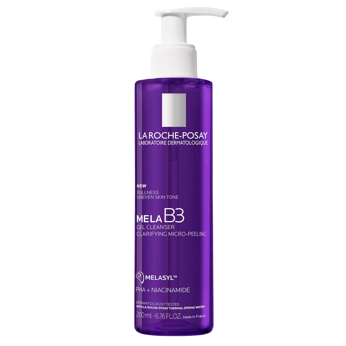La Roche-Posay Mela B3 botella frontal mostrando diseño y tamaño útil