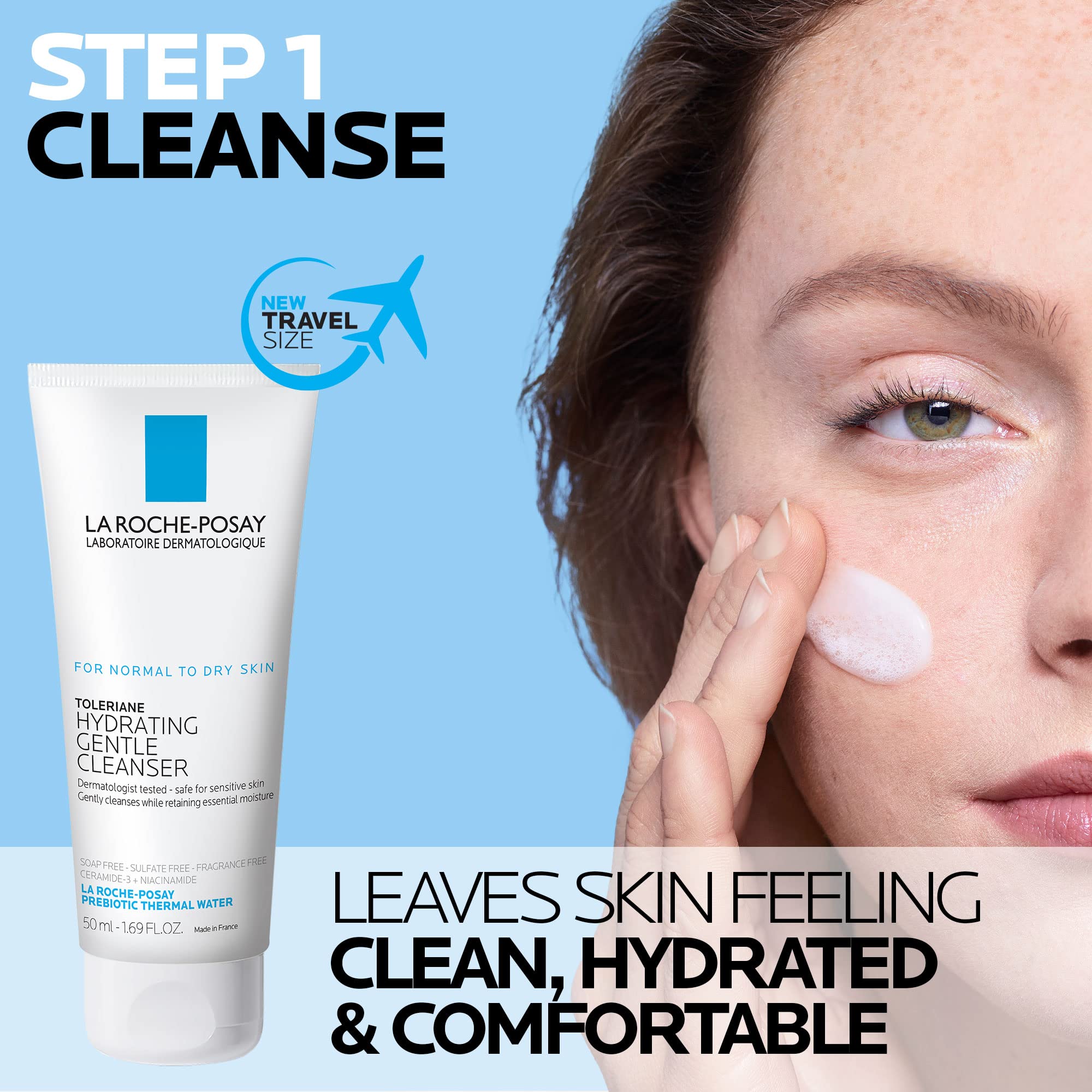La Roche-Posay limpiador Toleriane textura cremosa que limpia sin resecar