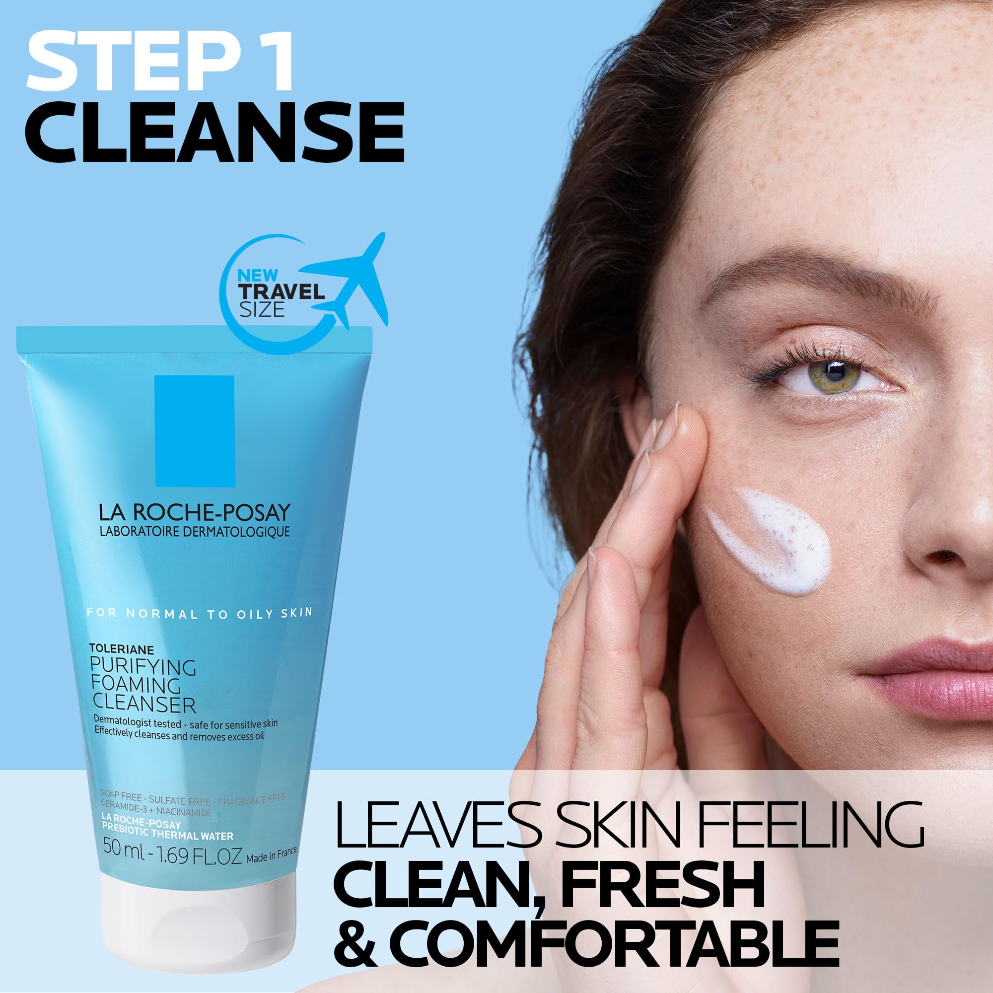 La Roche-Posay Toleriane limpiador textura gel espumoso mostrando su consistencia suave