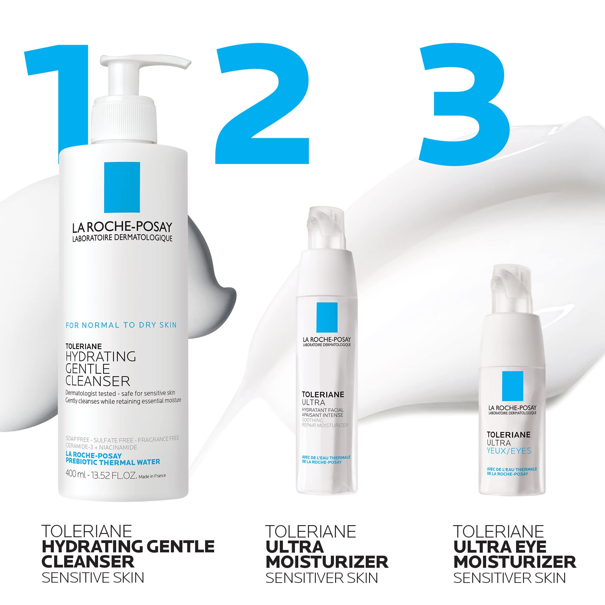 La Roche-Posay aplicación con yema de dedos en contorno ocular, uso cuidadoso y suave