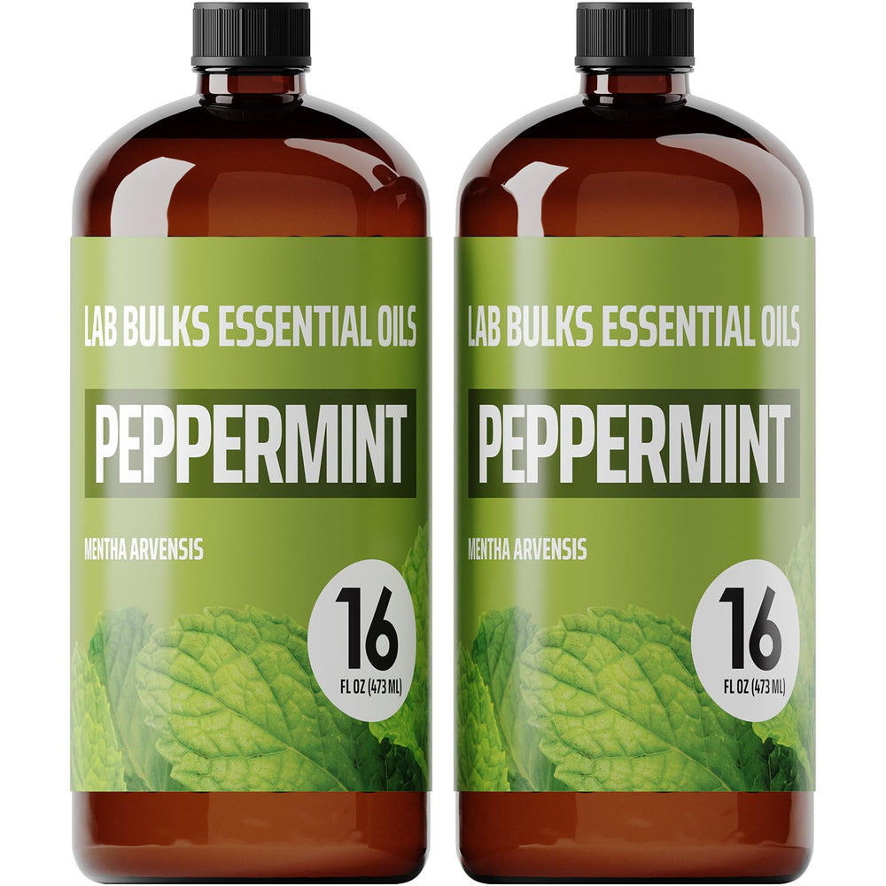 LAB BULKS ESSENTIAL OIL frasco frontal mostrando aceite de menta, ideal para aromaterapia